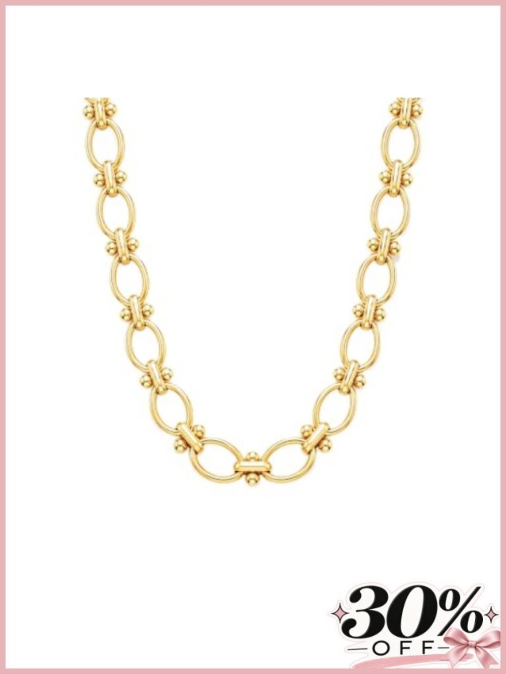 14K Gold Plated Chunky Oval Link Choker Necklace Statement Jewelry